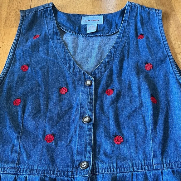 Jane Ashley vintage full button front denim dress, size Large - Picture 2 of 4